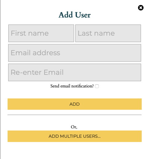 Add User popup